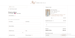 AW Bridal discount Appllied at checkout